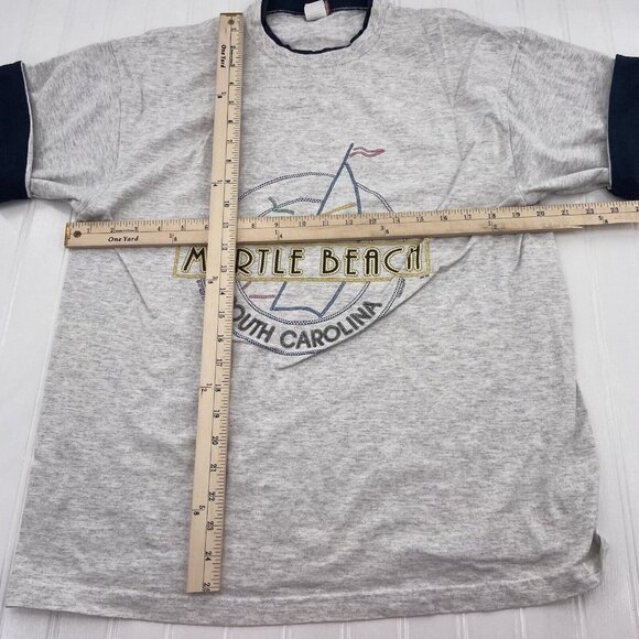 LA Flame Myrtle Beach South Carolina T Shirt Vintage Roll Sleeve size M L Gray - Picture 7 of 7